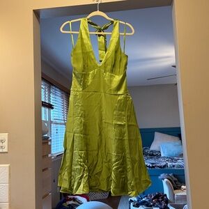 Vibrant Lime Silk Halter Dress